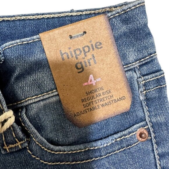 Hippie Girl NWT Girl Size 4 Shortie Reg Rise‎ Stretch Lace Trim Jean Shorts - Picture 3 of 5